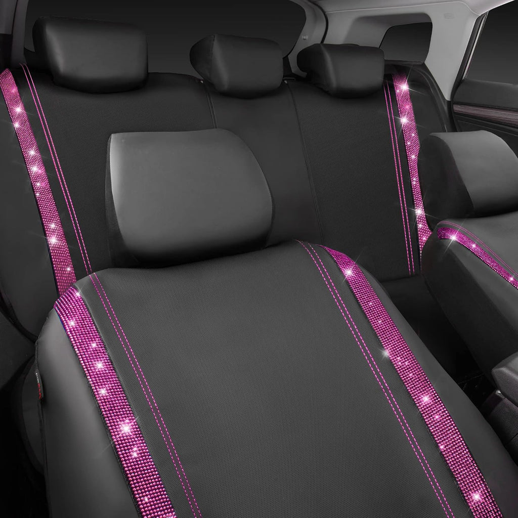 car pass bling diamond car seat covers full, front angle view