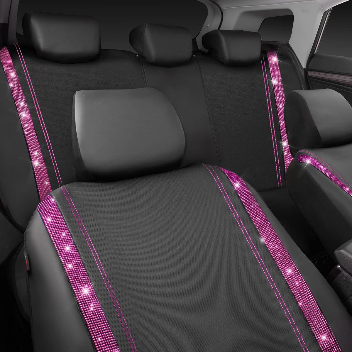 car pass bling diamond car seat covers full, front angle view