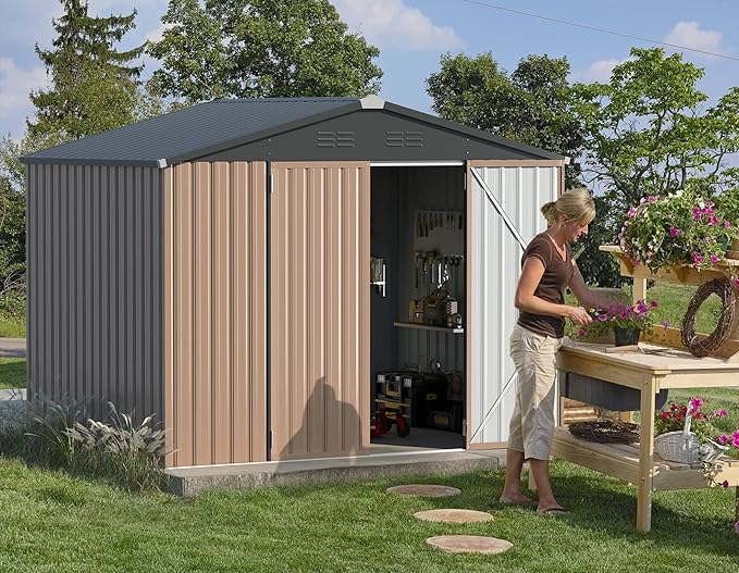 AECOJOY 8' x 6' Metal Storage Shed - Image 5