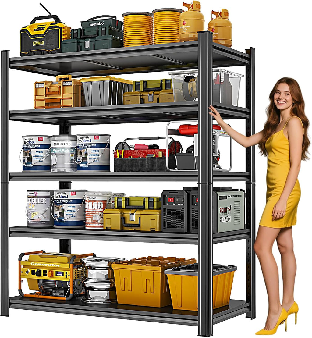 72" H Metal Garage Shelving Unit 3500LBS Metal Storage Shelves 5 Tier