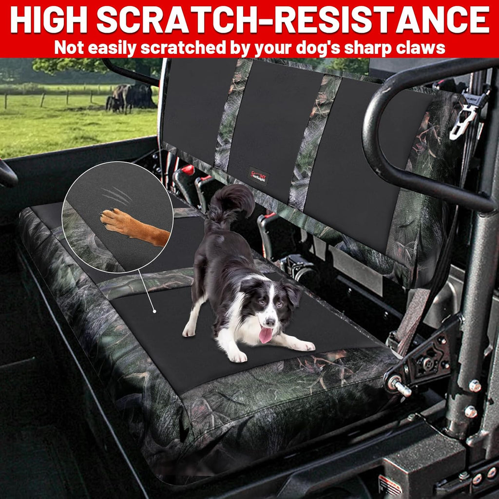StarknightMT UTV Mule Pro Seat Covers 1680D Compatible with Kawasaki Mule PRO-FXT FX DXT DX 2015-2026 Waterproof Bench Seat Covers Accessories (Camouflage Spell Black)