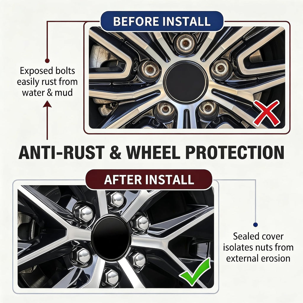20PCS Lug Nut Covers, 21mm Car Hexagonal Wheel Bolt Covers Caps with Removal Tool, Dustproof Anti-Rust Auto Hub Screw Bolt Head Tire Protector, Universal Lug Nut Cap for Car SUV Truck (Silver)
