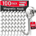 FINDMAG 100 Pack Magnetic Hooks, 30lbs+ Magnetic Hooks