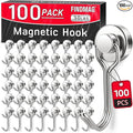 FINDMAG 100 Pack Magnetic Hooks, 30lbs+ Magnetic Hooks by FINDMAG