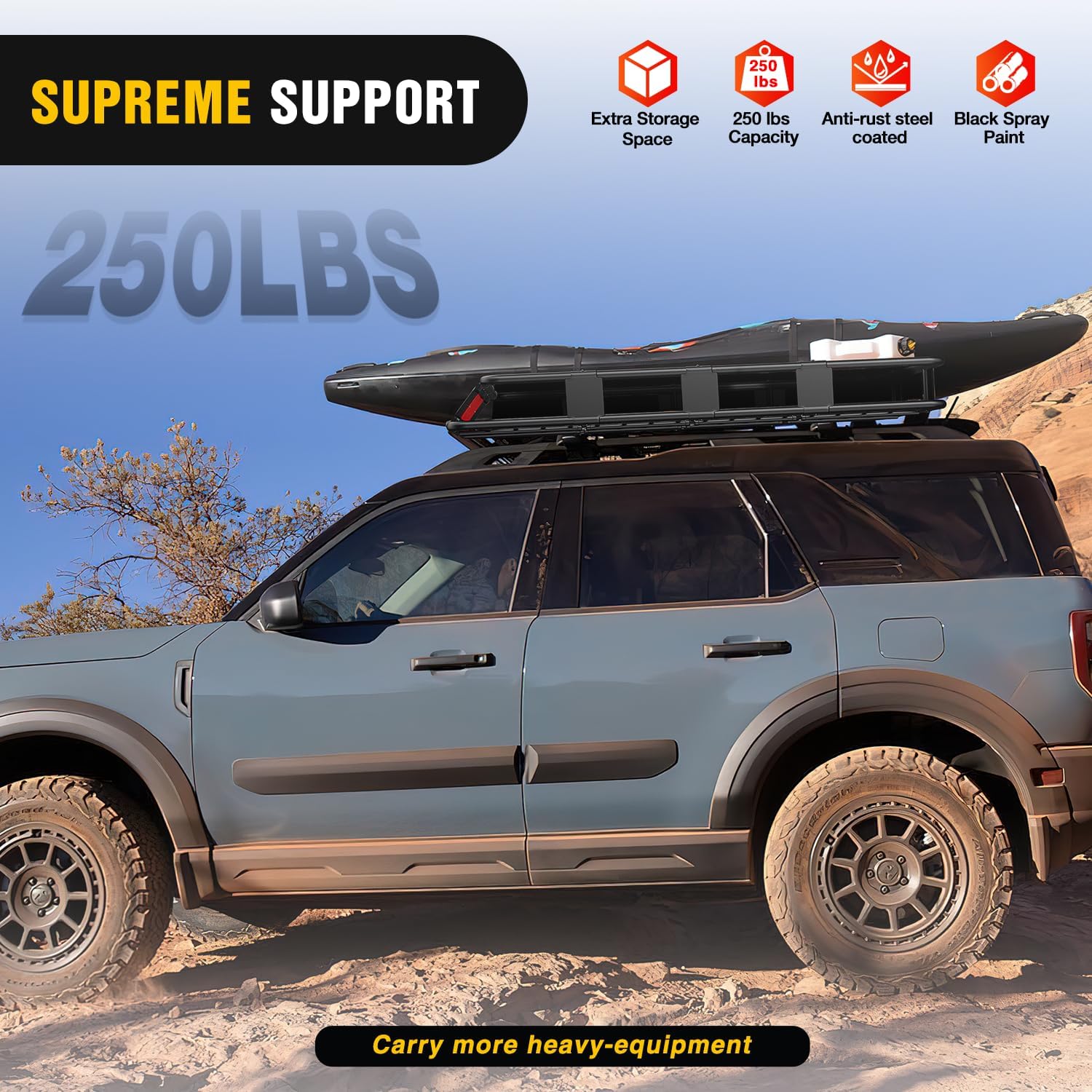 Nilight 64" x 39" x 6" Universal Roof Rack Cargo Basket Heavy-Duty 250LBS Capacity Rooftop Cargo Carrier Luggage Holder for SUV Truck Vehicle