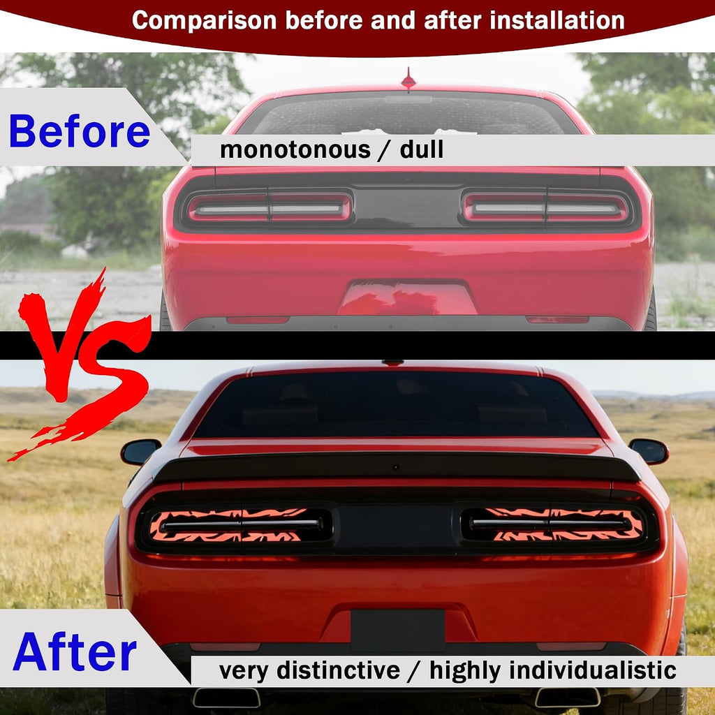 Tail Light Covers Guards Fit for Dodge Challenger 2015-2023 Accessories GT/RT/Scat Pack/SRT/ 392/ Hellcat/SXT/T/A, Laser Technology Style Rear Light Protective Cover Trim Set Exterior