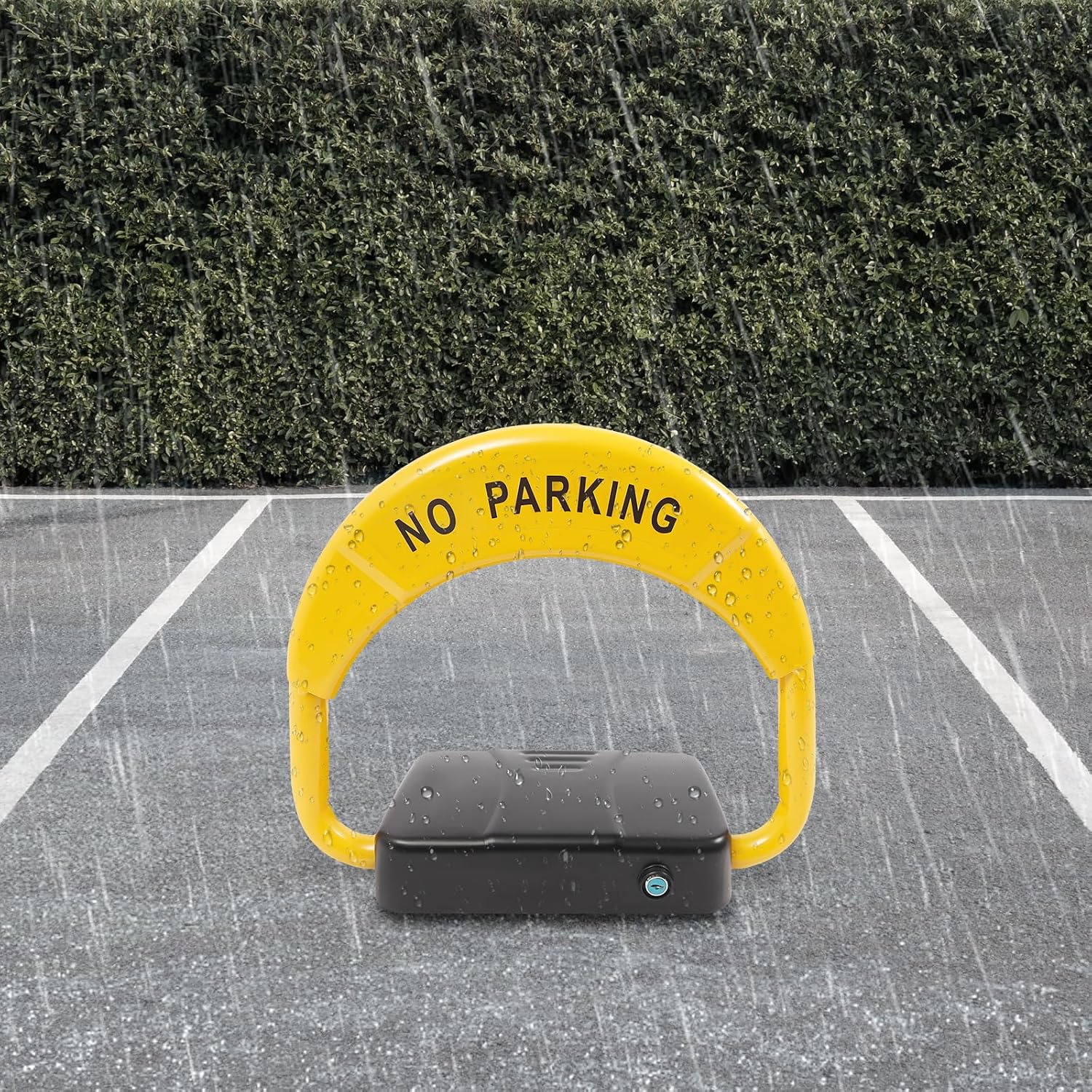 Automatic Remote Control Parking Lock, Folding Parking Barrier with 98ft Wireless Range for Private Car Space, Alloy Steel Waterproof Ground Mount Security Lock for Residential Commercial Use