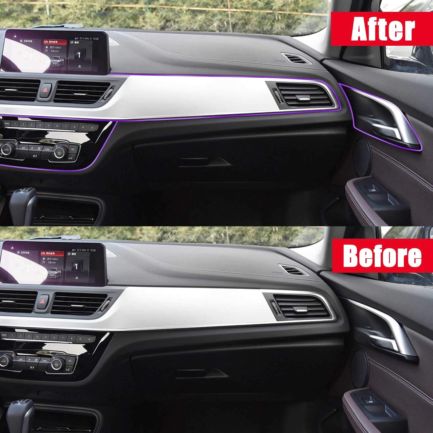 TOMALL Car Interior Moulding Strip Car Decorative Filler Insert Strips 5M(16ft) Flexible Electroplating Decoration Styling Dashboard Accessories with Installing Tool (Purple)