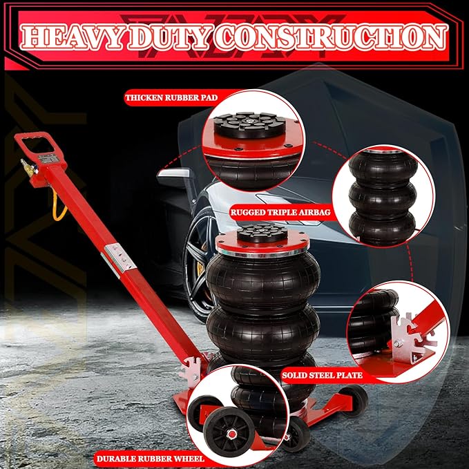 3T Triple Bag Air Jack 6600lbs Pneumatic Jack 3s Fast Lift Up 16in Airbag Jack - Image 5