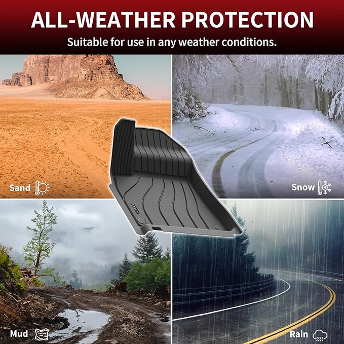 LASFIT Floor Mats for Porsche Cayenne 2019-2025 All Weather Floor Liner TPE - Image 6