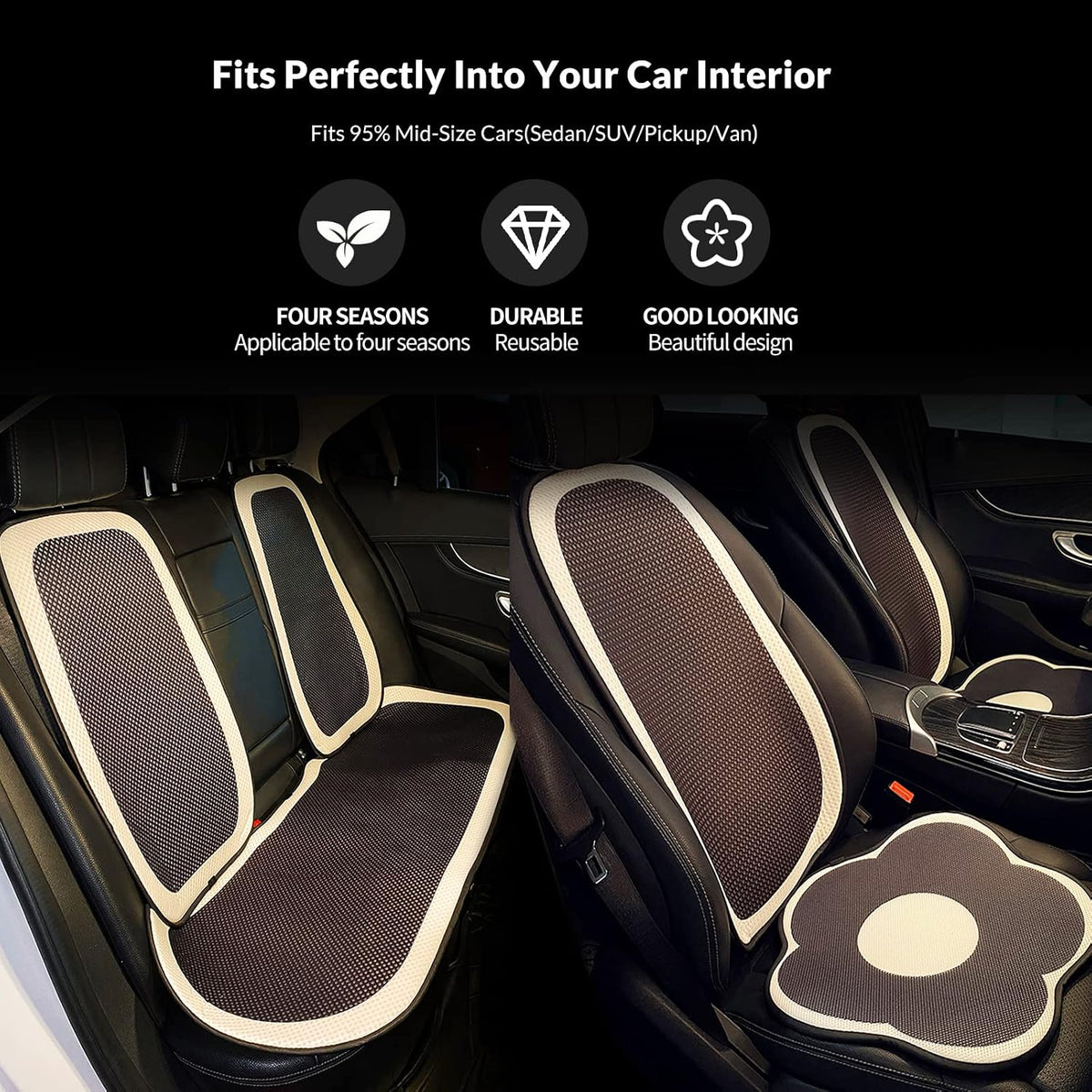 cute car seat covers full set, universal fit shown in use