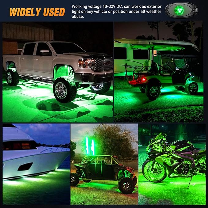 Nilight LED Rock Light 6PCS Green Pods