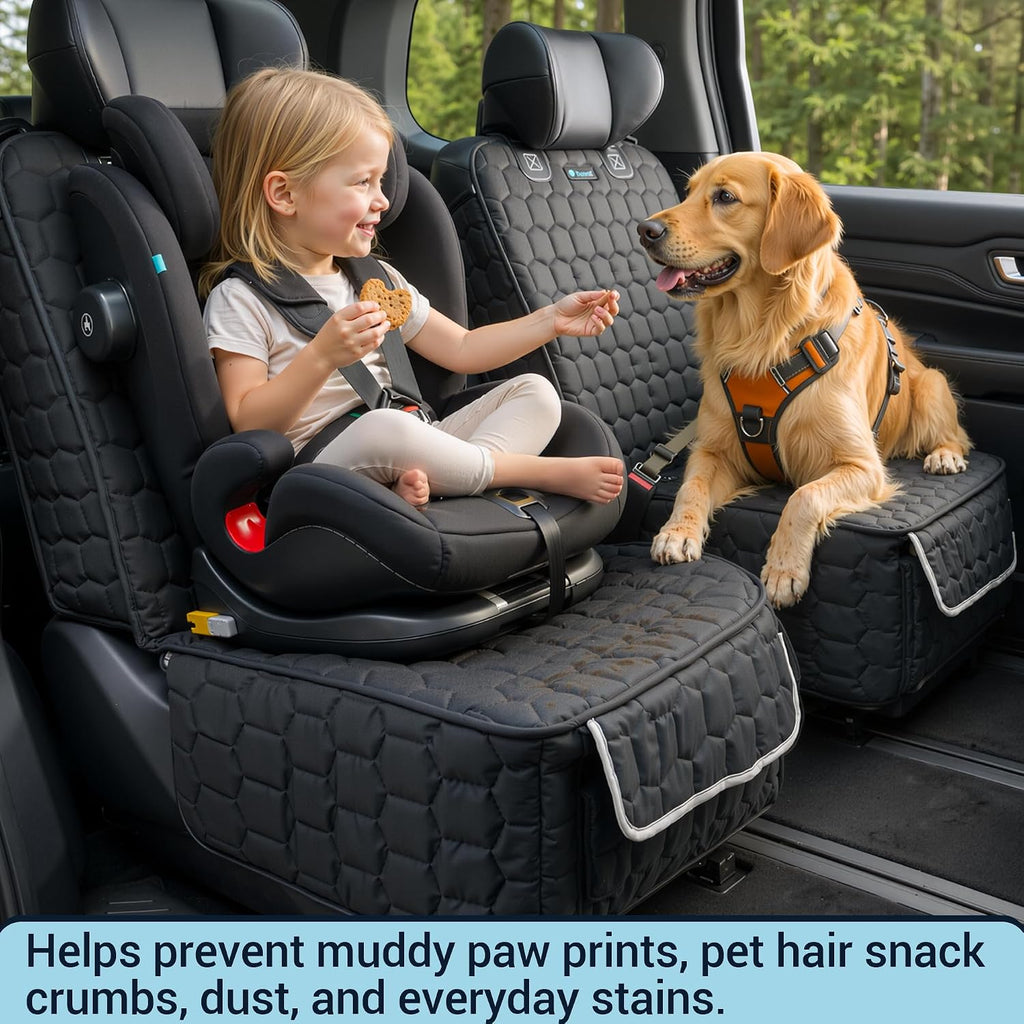 meginc 2-pack front seat covers for dogs, waterproof showing dimensions