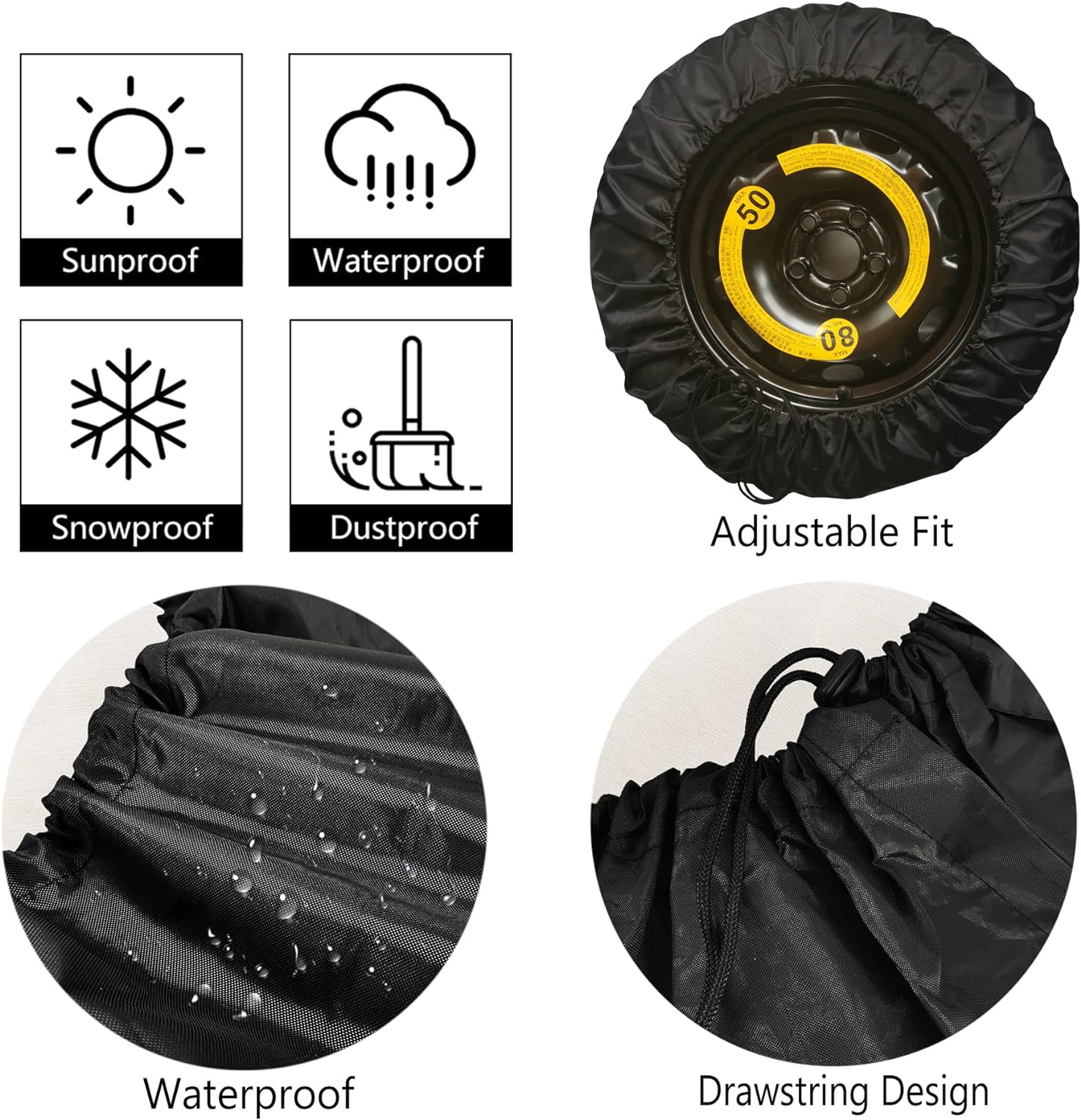 Rural Mail Carrier Spare Tire Cover Camper Tire Covers Travel Trailer Accessories Weatherproof 16Inch