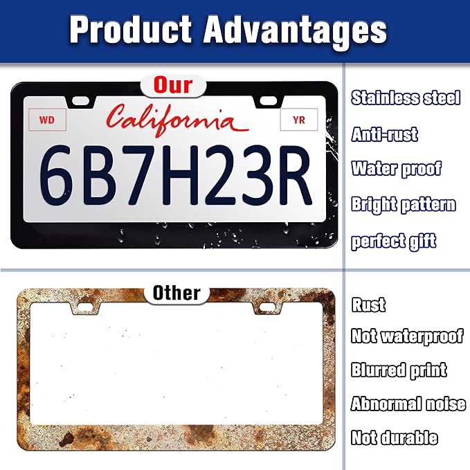 Vintage American Flag License Plate Frame USA Flag Patriotic License Plate - Image 4