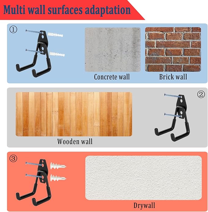 4 Pack Garage Hooks, Garage Tool Organizer Wall Mount, Heavy Duty - Image 5