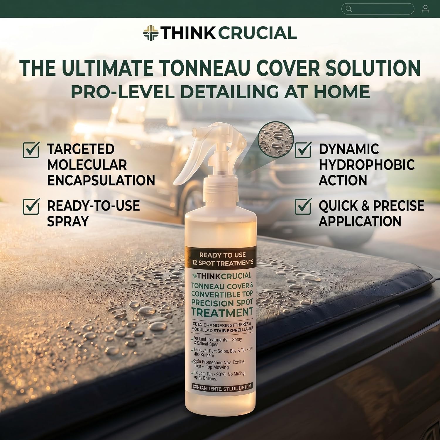 Think Crucial Bird Drop Sap Tar Remover for Tonneau Covers & Convertible Tops, 16 Treatments, 8oz