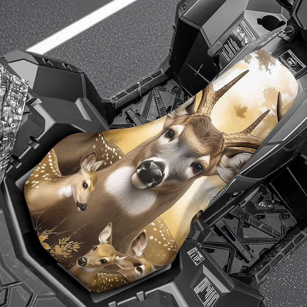 Camo Hunting Deer ATV Seat Cover Waterproof Material Non-Slip 4 Wheeler Seat Cover All Weather ATV Protection Accessory Compatible with Most Models