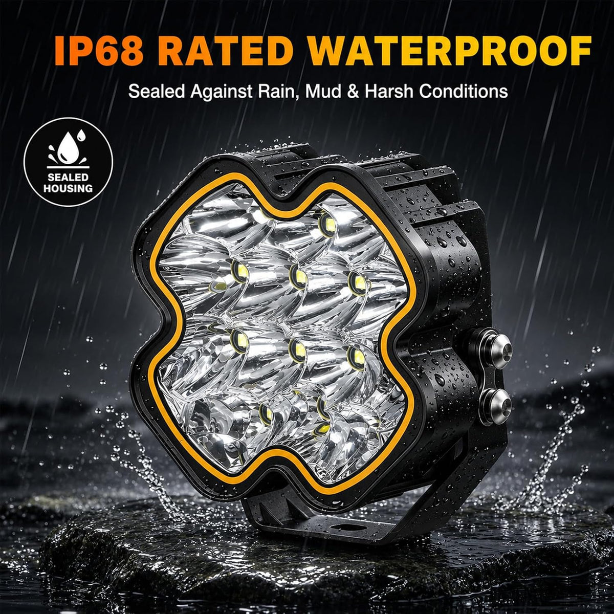 4 inch led pod lights, spot flood combo, side view