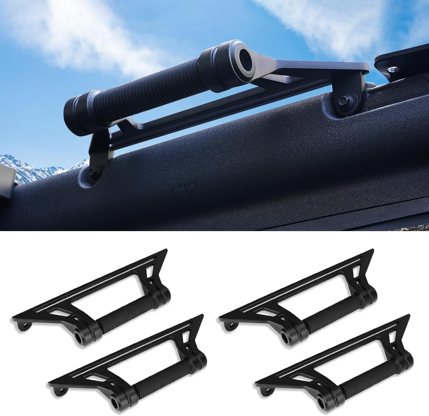 Aluminum Grab Handles Compatible with Ford Bronco 2021-2025+ Front and Rear Seat 2/4 Door Soft & Hard Top, Metal Grip Handles Replacement for Bronco Interior Accessories (Front & Rear seat)