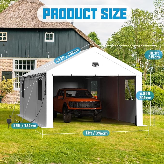 13x25 Carport Canopy, Heavy Duty Car Port, Portable Car Ports Garage - Image 2