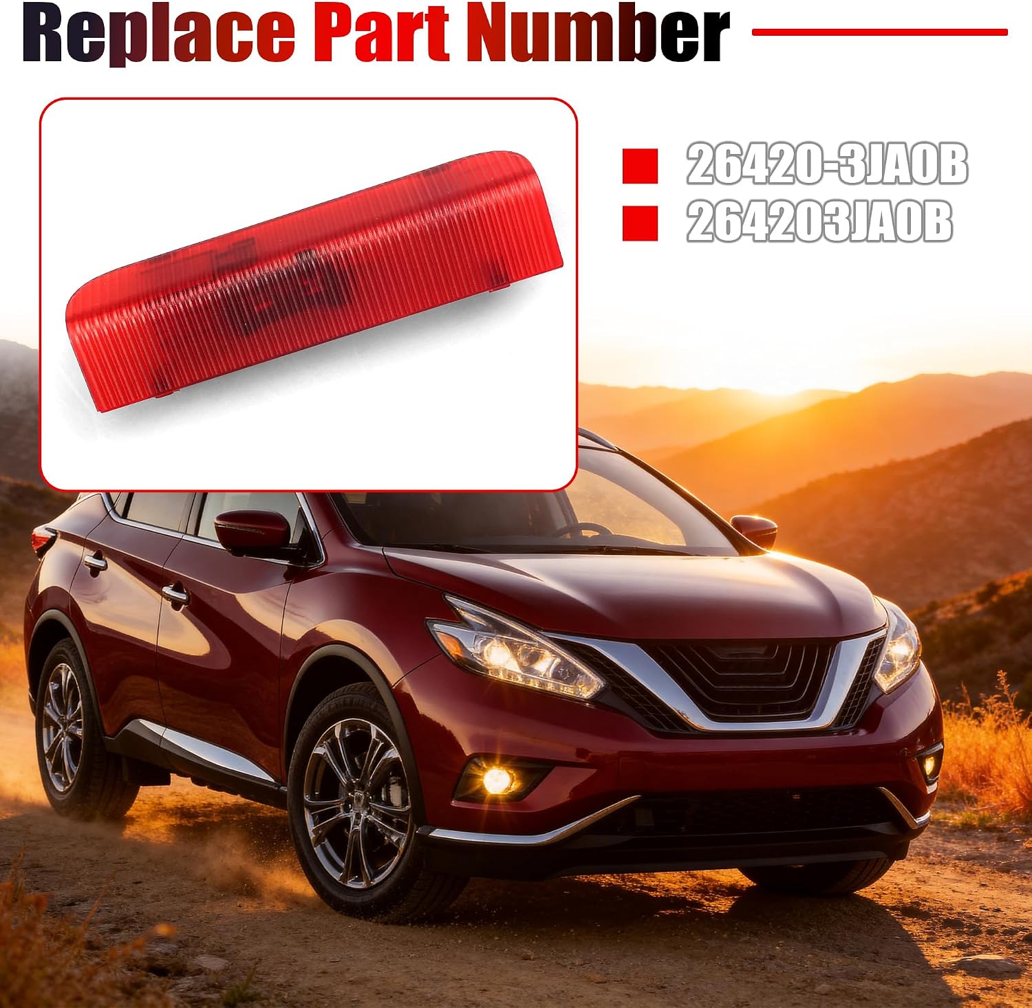 Front Door Red Courtesy Lamp Compatible with Nissan Altima Fit for Pathfinder for Murano 2013-2018 for Infiniti JX35 QX60 2013-2017 Replaces 26420-3JA0B