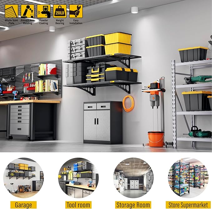 1.64x4ft Adjustable Rail Wall Garage Storage Shelf, - Image 4