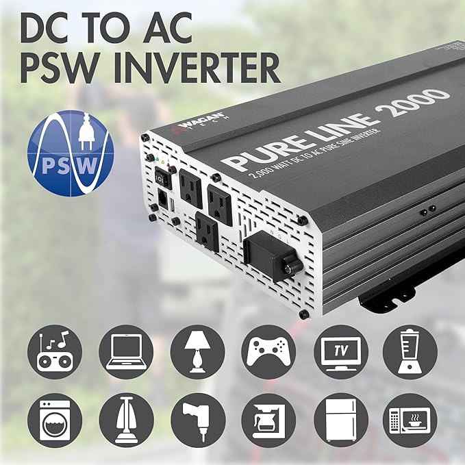 Wagan EL3808 Pure Line Power Inverter 2000 Watt DC 12V to 110V AC Car Pure Sine - Image 3