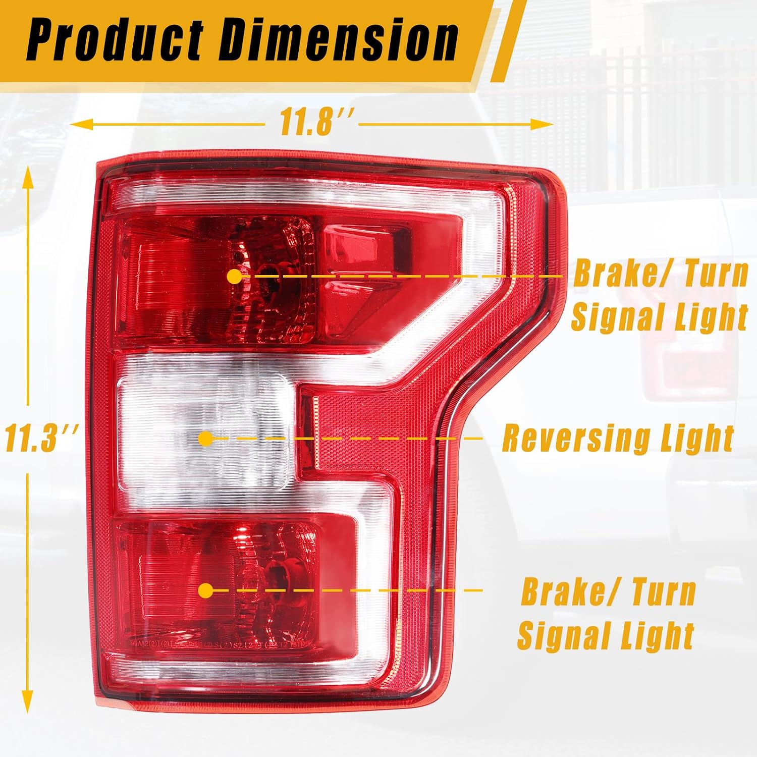 Boine F150 Tail Light Compatible With 2018 2019 2020 Ford F150 F-150 Right Passenger Side Rear Light Brake Lamp - Bulb and Harness Included Replace JL3Z13404H