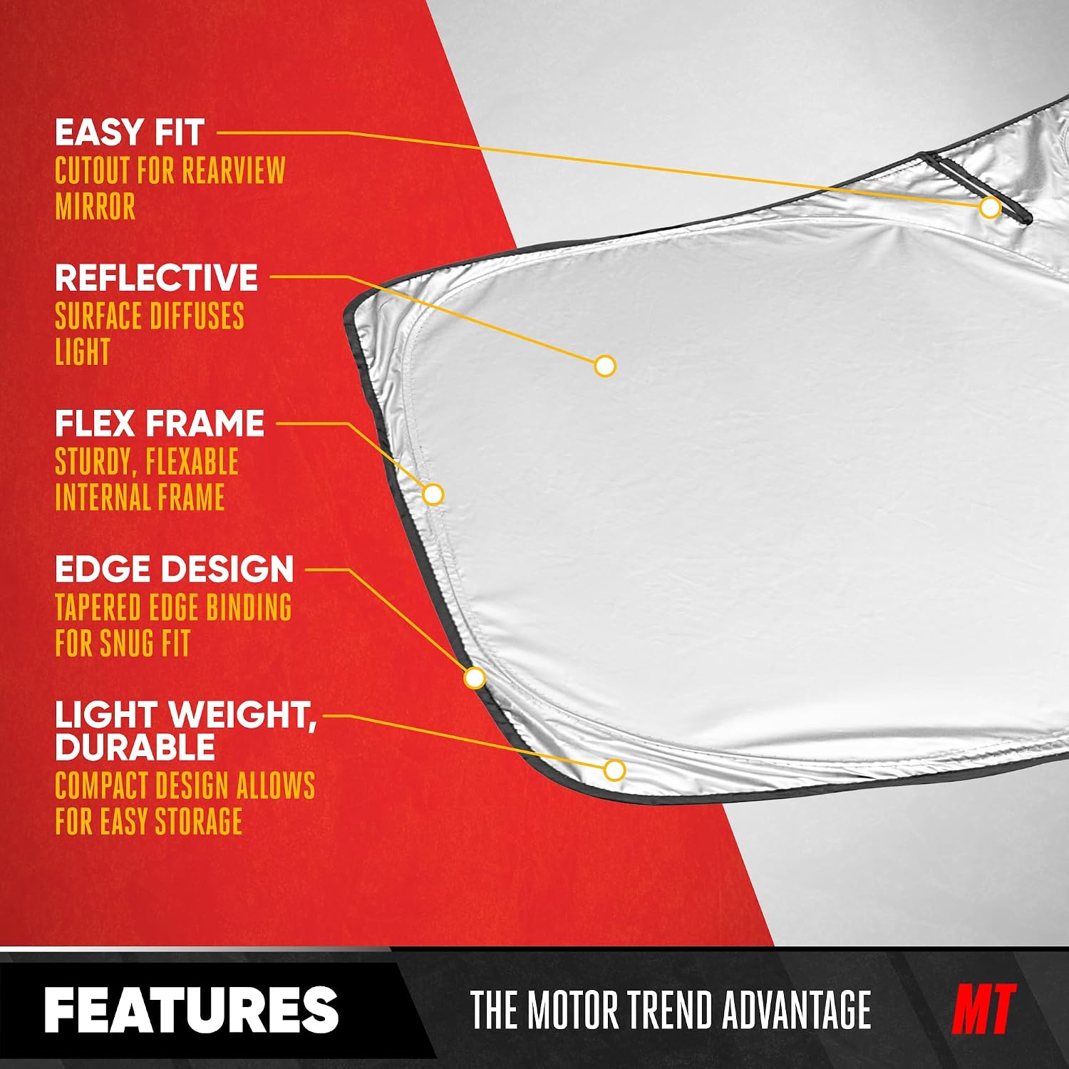 Motor Trend Custom Fit GMC Sierra & Chevy Silverado Windshield Sun Shade - Fits All (2014-2018) Trims - Car Windshield Sunshade Sierra & Silverado Accessories - Automotive Interior Protection