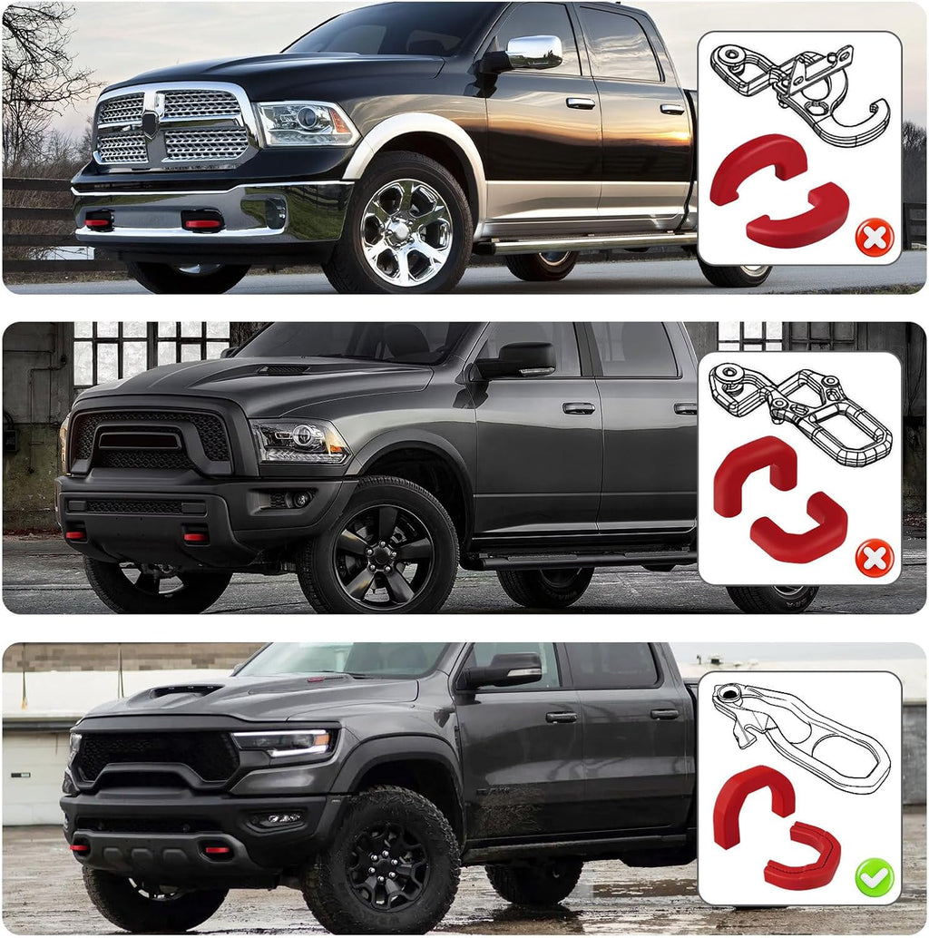 Front Tow Hooks Covers Hitch Cover customized Car Tow Hooks Compatible with RAM 1500 Accessories 2019-2026|Red (Not Fit for RAM 1500 Classic,Warlock,RAM 2500,RAM 3500)