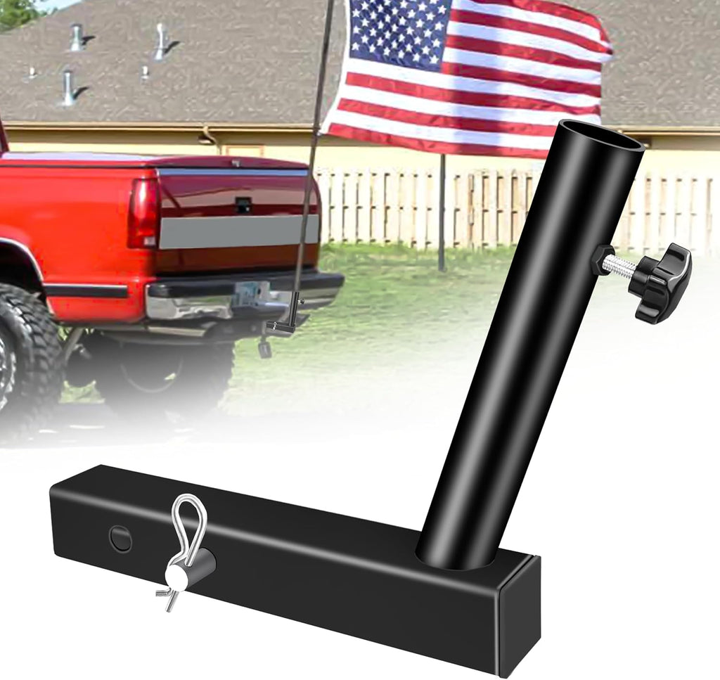YIYITOOLS Hitch Flag Pole Holder, Heavy-Duty Truck Flag Pole Mount Kit for 2-Inch Receivers, Adjustable Car Flag Pole for Jeep, SUV, RV, Pickup, Trailer – Rust-Resistant, Stable & Easy to Install