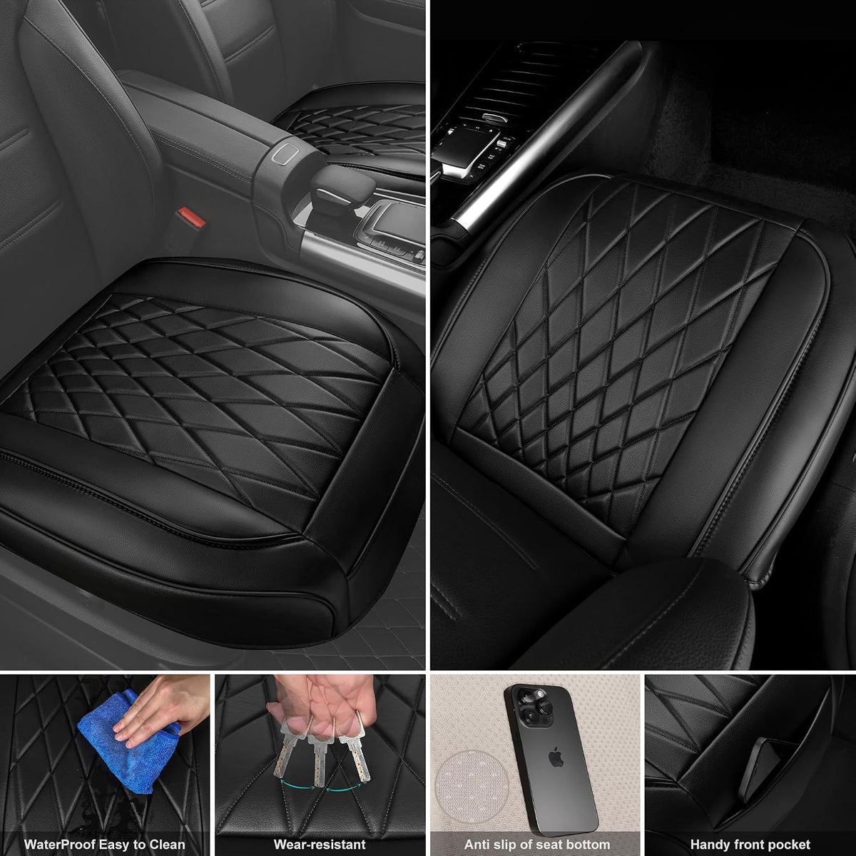 car pass 2 pack leather front car seat, close-up detail