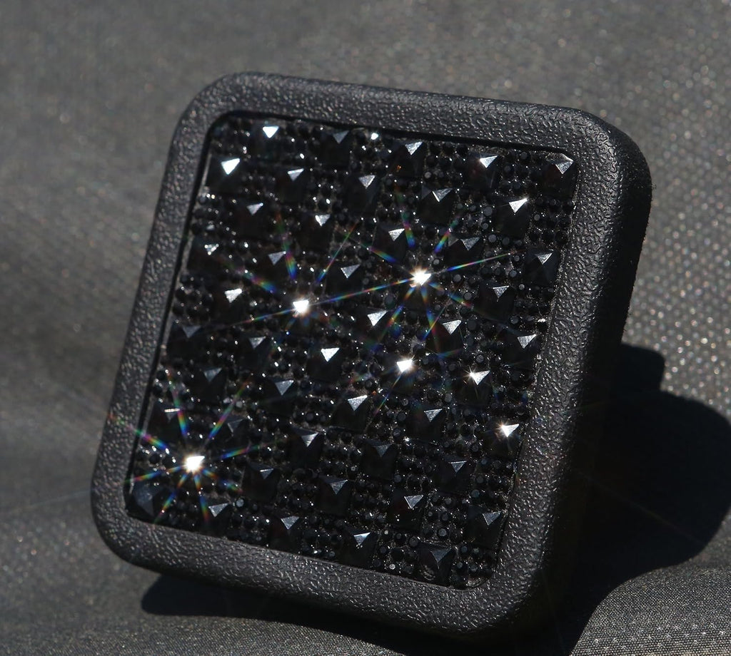 Diamond Crystal Bling Rhinestone Trailer Hitch Cover Tube Insert Fits 2" Receivers (Fits 2" Receivers, Black)