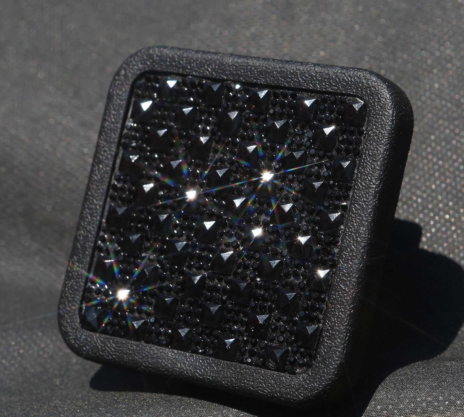Diamond Crystal Bling Rhinestone Trailer Hitch Cover Tube Insert Fits 2" Receivers (Fits 2" Receivers, Black)