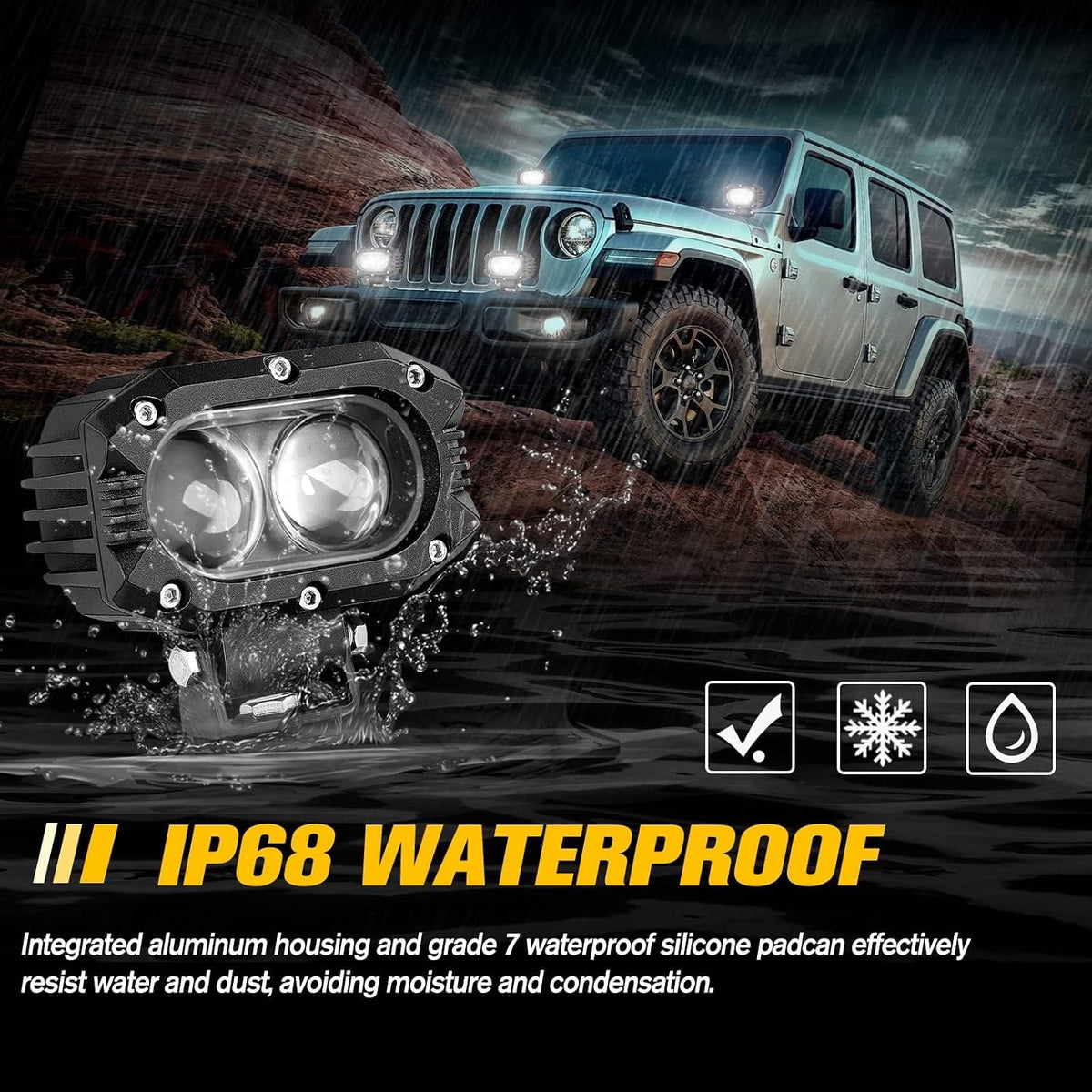 co light led pod spot lights 2pcs 4, side view