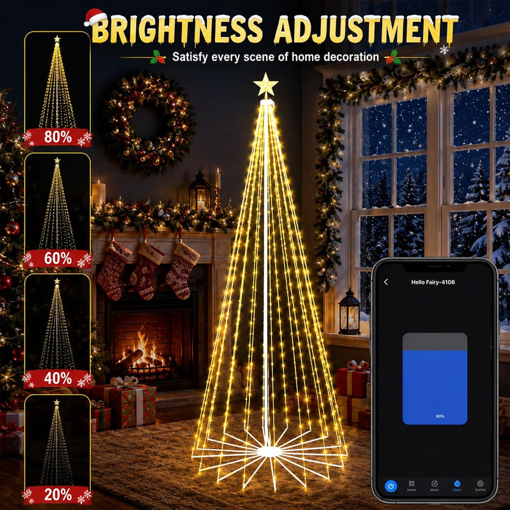 10FT Smart Outdoor Halloween Tree Lights Pop Up with Star
