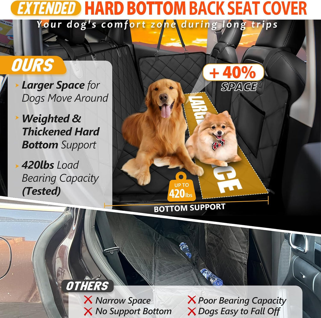 hard bottom dog car seat cover for back shown in use