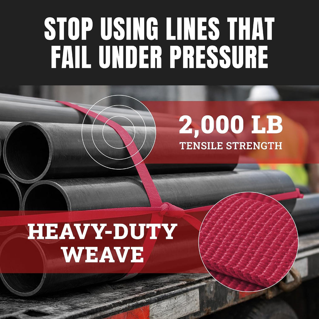 Cajun Tie Downs Pull Line — 3/4 Inch, 2,000 lb, Flat Polyester Pulling Tape, Conduit Wire Pulling, Made in USA, Heather Violet, 100 ft