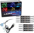 iJDMTOY 8pc Motorcycle Underglow LED Strip Light Kit RGB Neon Accent Light Ground Effect Atmosphere Lighting Kit for Motorbike Trikes Golf Carts ATVs UTVs Decoration