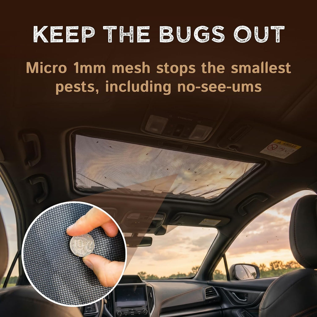 Magnetic Sunroof Bug Screen - Ultra-Tear-Resistant Mesh Mosquito Net for Car Camping - Essentials for Ventilation & Insect Protection - Fits 4Runner, RAV4, Outback, Others (Large (39 in x 26 in))