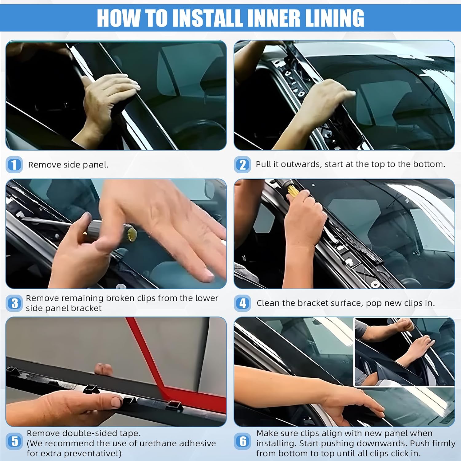 4 PCS Windshield A-Pillar Trim Molding Set Compatible with Ford Explorer 2011-2019,Driver &Passenger Side,Outer & Inner Trim Kit BB5Z-7803145-AA,BB5Z-7803145-BA,BB5Z-7803136-BA，BB5Z-7803144-AA