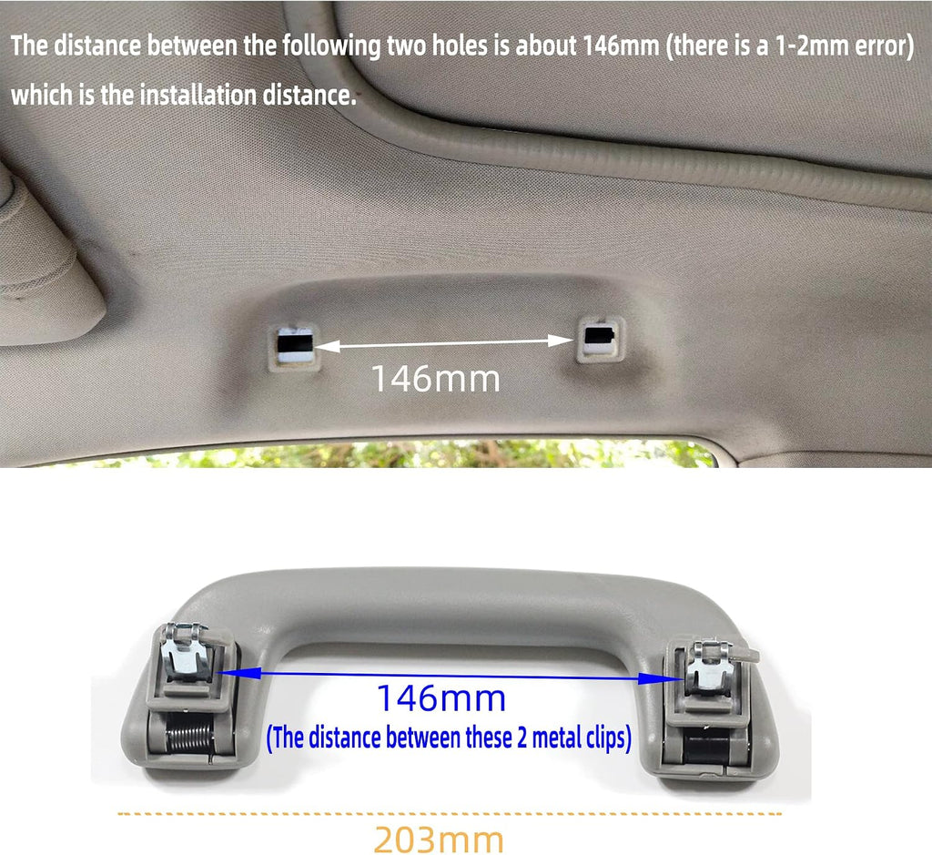 Auto Roof Pull Handle Grab Rail Grey with Hook LH=RH Universal for Toyota for Corolla for Rav4 Yaris Vios OEM:74610-52020 (Front Handrail Without Hook(Gray) 1Pcs)