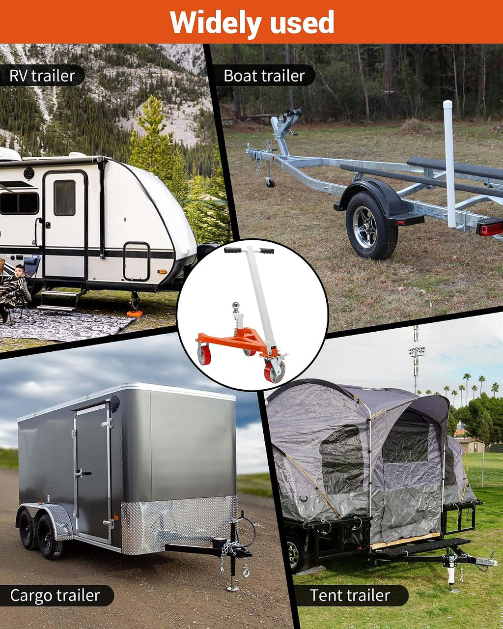 Trailer Dolly, 3500 lb Tongue Weight Trailer Mover with 2 in & 2-5/16 in Ball, Angle Adjustable, Suitable for RV Boat Motorcycle Jet Ski