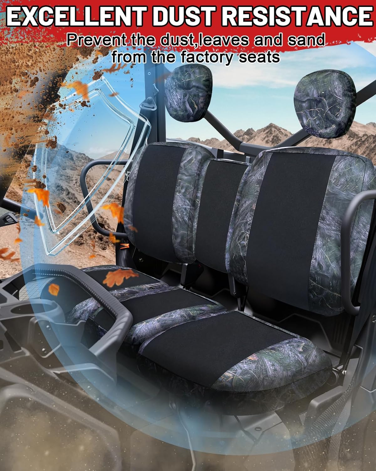 StarknightMT UTV Seat Cover Upgraded Neoprene Seat Covers Compatible with Can Am Defender DPS MAX 6X6 PRO 2016-2025 Split Bench Seat Covers Waterproof Dustproof Accessories Camouflage