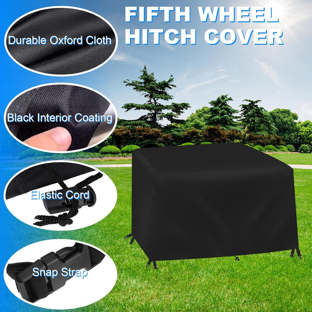 Waterproof 5th Wheel Hitch Cover for 15K-26K, 600D Oxford Fabric, Black