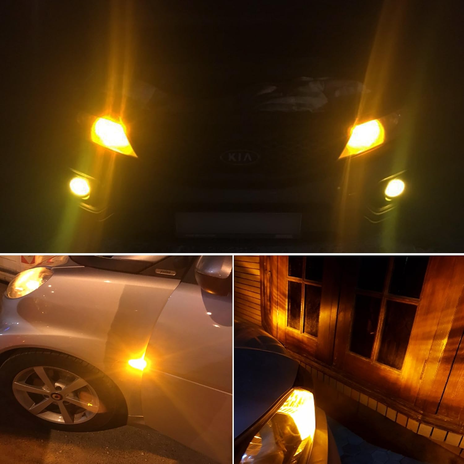 PHINLION Super Bright Miniature Wedge T10 168 194 2825 2827 12396 LED Bulbs for Car Interior Dome Map Side Marker Parking Lights, Amber Yellow (10 Pack)