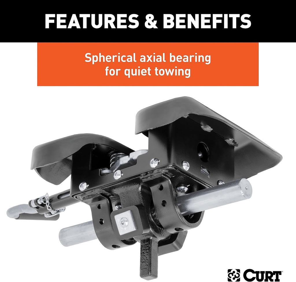 CURT 16130 Q20 5th Wheel Hitch, 20,000 lbs, Black