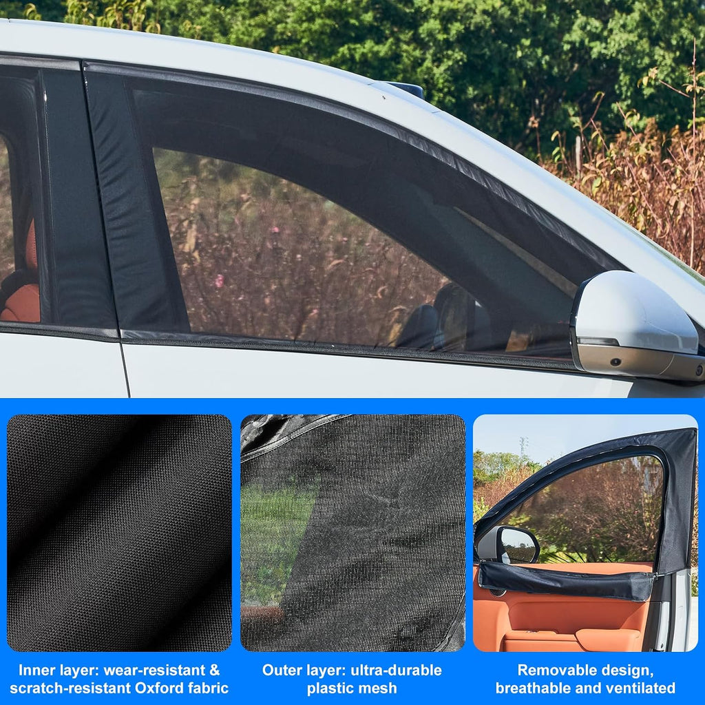 Side Window Screen Shades Compatible with Chevy Silverado 2020-2026, 2-in-1 Car Window Mosquito Net & Sun Shades Cover, Breathable Mesh Shade Bug Mosquito Privacy Protector for Camping