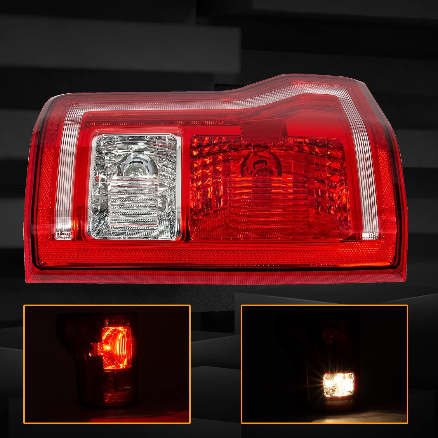 RANSOTO F150 Tail Light Compatible With Ford F-150 2015 2016 2017 Rear Brake Lights with Bulbs Left Driver Side Tail Lamps Replace FL3Z13405A-PFM, FO2800239
